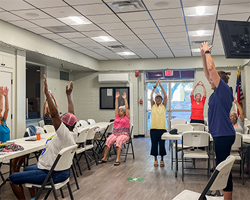 Photo of residents exercising.